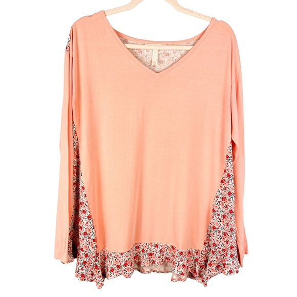 Matilda Jane Sing it Out Floral Print Casual Top Size Small Ruffle Hem Pink - Picture 3 of 10